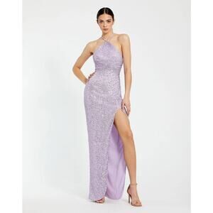 NWT Size 6 Mac Duggal Lilac sequined Halter Dress 27128